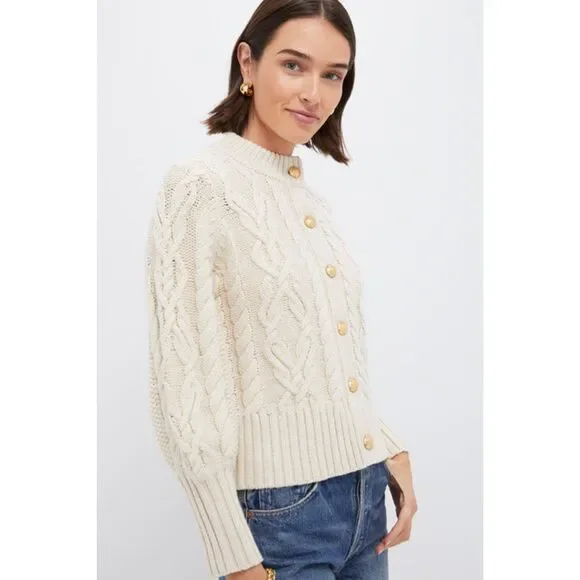 Tuckernuck Sandstone Cotton Colette Cardigan Size Medium - Picture 2 of 12